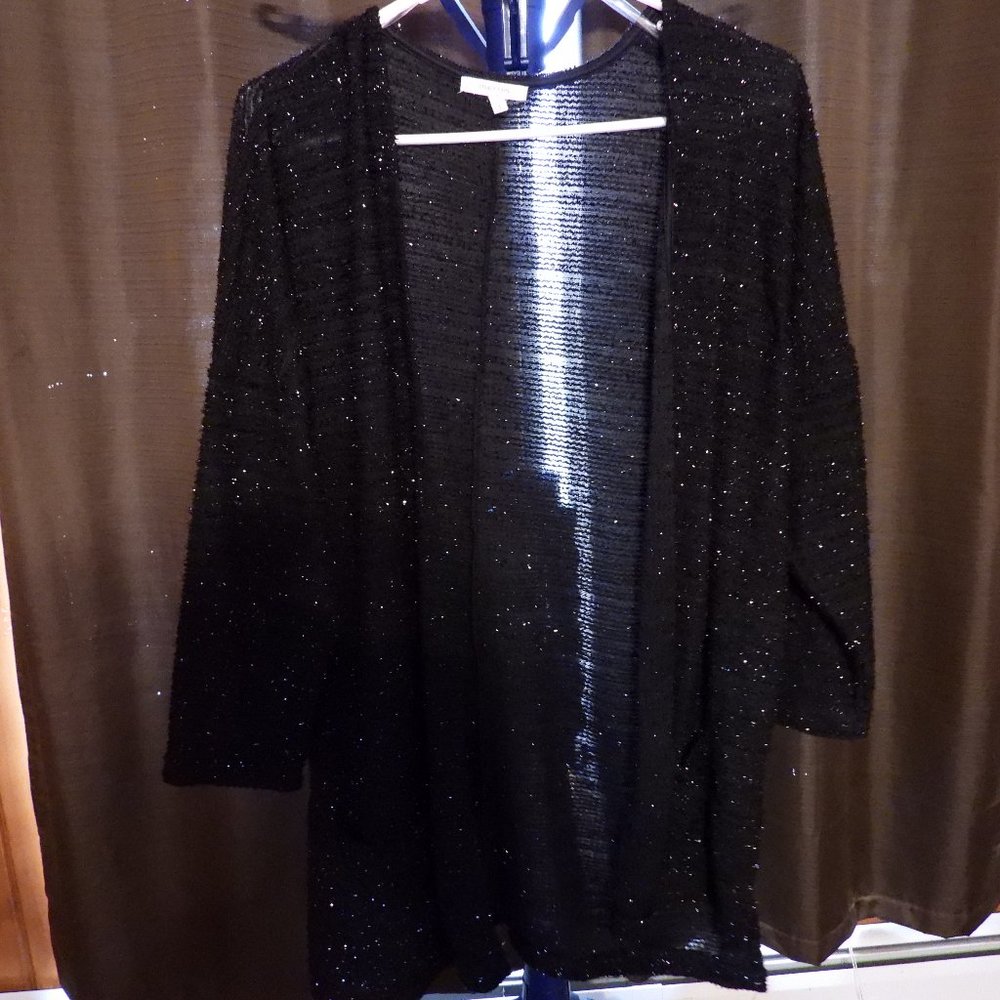 Maurices Sparkly Black 3/4 Sleeve Cardigan